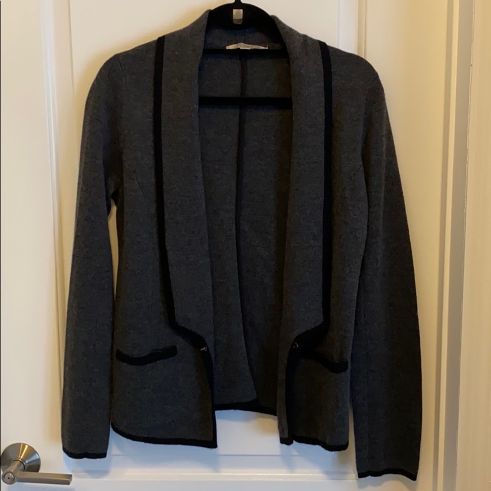 LOFT Grey and Black Structured Sweater